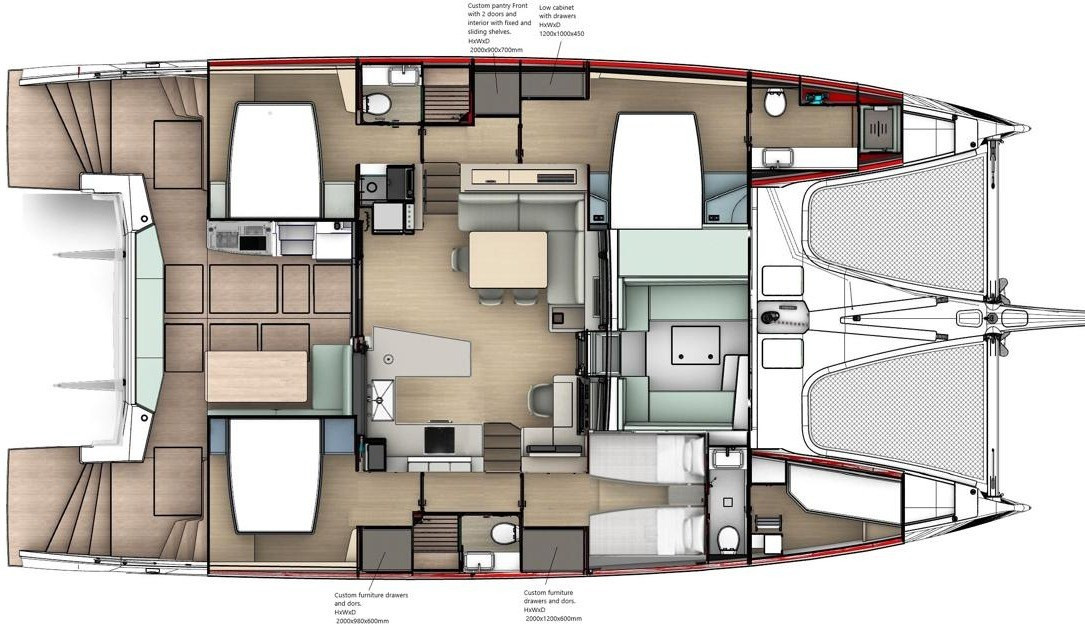 diagram, Privilege 580 Signature, catamaran for sale