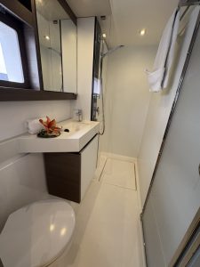bath, Leopard 53 PowerCat, power catamaran for sale