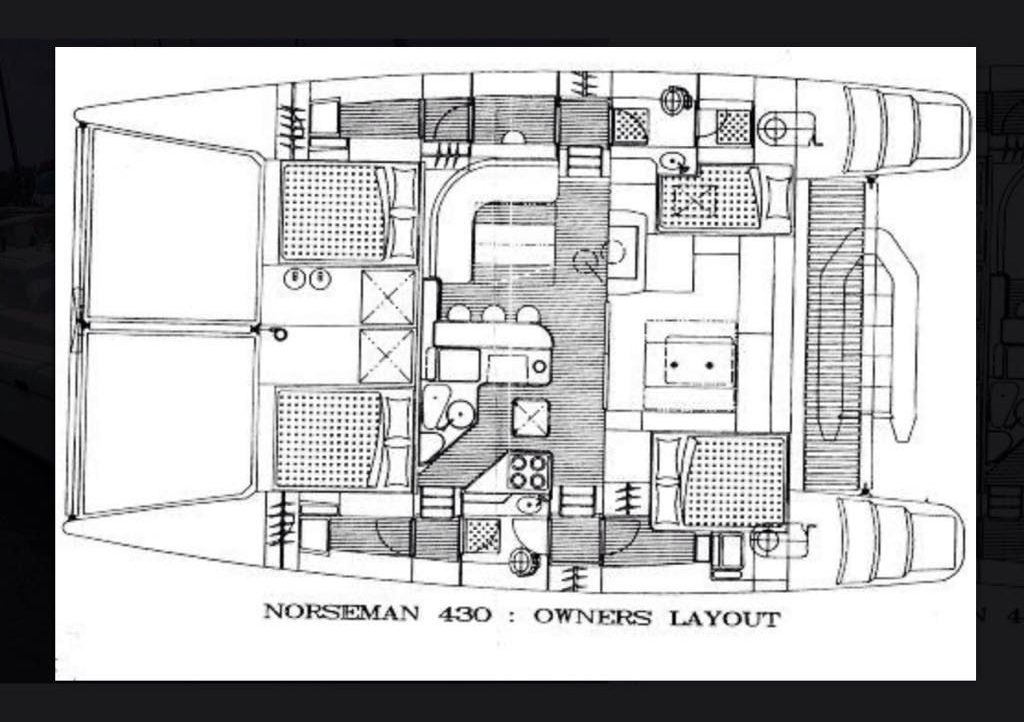 diagram, Voyage 430 Norseman, catamaran for sale